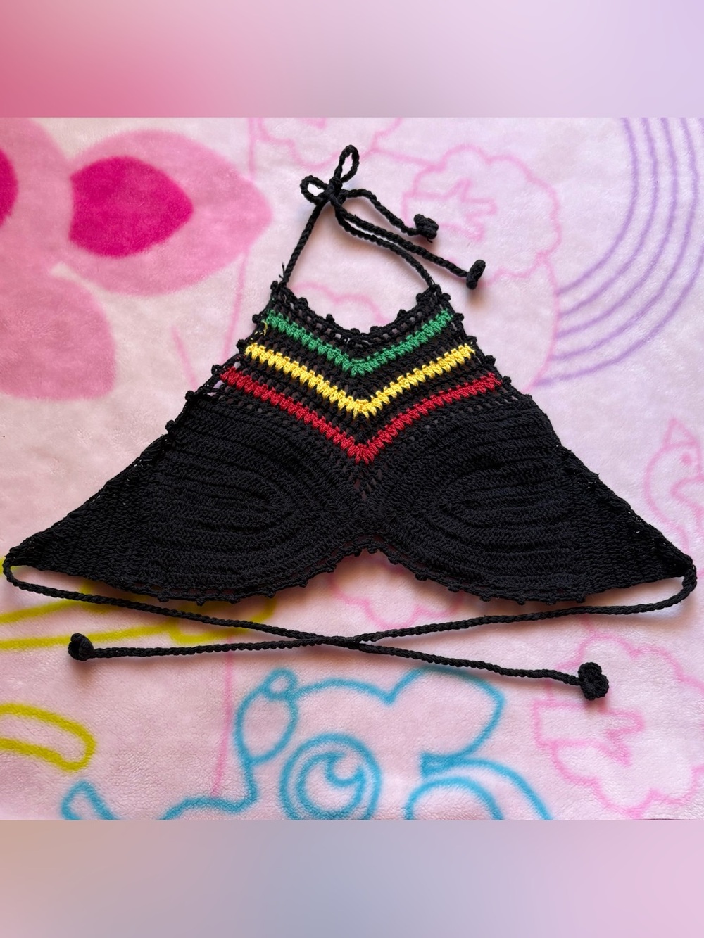 Lakhay's Collection Rasta Striped Cropped Halter Bra Top